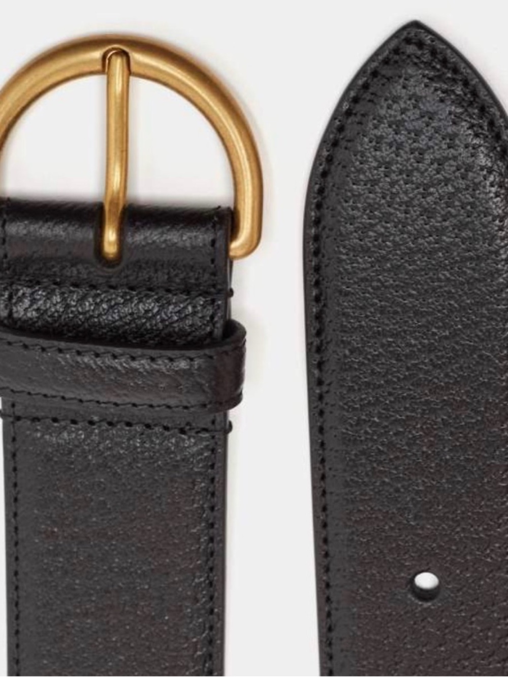 Gucci Black Leather Belt with Gold-Tone Round Buckle The buckle has signed used - Picture 7 of 7